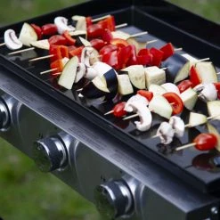 Happy Garden Barbecues Et Planchas Plancha Au Gaz 3 Brûleurs Plaque En Fonte Noire Sur Chariot -France Parasols Soldes 2022 plancha au gaz 3 bruleurs plaque en fonte noire sur chariot 5