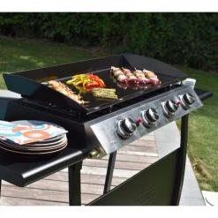 Happy Garden Barbecues Et Planchas Plancha Au Gaz 4 Brûleurs En Acier Noir -France Parasols Soldes 2022 plancha au gaz 4 bruleurs en acier noir 3