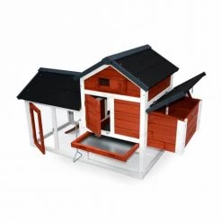Alice's Garden Rangements Extérieur Poulailler En Bois Rouge Galinette, 3 Poules, Cage à Poule Avec Enclos