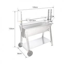 Somagic Barbecues Et Planchas Rôtissoire à Bois Et Au Charbon En Acier Gris -France Parasols Soldes 2022 rotissoire a bois et au charbon en acier gris 3