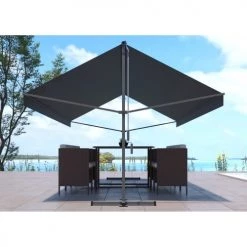 Concept Usine Pergolas Et Tonnelles Store Banne Double Pente 4 X 3 M Gris -France Parasols Soldes 2022 store banne double pente 4 x 3 m gris 2