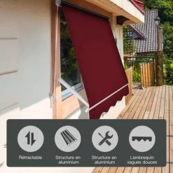 Outsunny Pergolas Et Tonnelles Store Banne Manuel Aubergine -France Parasols Soldes 2022 store banne manuel aubergine 3