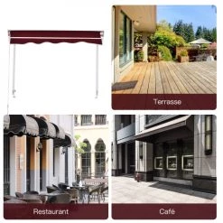 Outsunny Pergolas Et Tonnelles Store Banne Manuel Aubergine -France Parasols Soldes 2022 store banne manuel aubergine 5