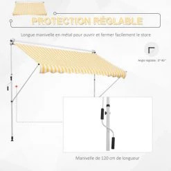Outsunny Pergolas Et Tonnelles Store Banne Manuel Rétractable Rayé Blanc Et Jaune 11 Outsunny Pergolas Et Tonnelles Store Banne Manuel Rétractable Rayé Blanc Et Jaune -France Parasols Soldes 2022 store banne manuel retractable raye blanc et jaune 5