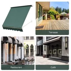 Outsunny Pergolas Et Tonnelles Store Banne Manuel Vert -France Parasols Soldes 2022 store banne manuel vert 5