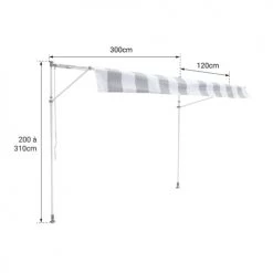 Happy Garden Pergolas Et Tonnelles Store Banne Pour Balcon 3 × 1,2m Toile Rayée Blanche/grise -France Parasols Soldes 2022 store banne pour balcon 3 1 2m toile rayee blanche grise 3