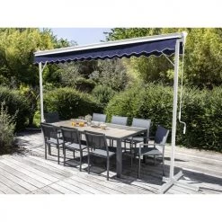 Oviala Pergolas Et Tonnelles Store Double Pente Avec Coffre 3 X 4 M En Aluminium Bleu Marine -France Parasols Soldes 2022 store double pente avec coffre 3 x 4 m en aluminium bleu marine 2
