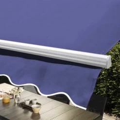 Oviala Pergolas Et Tonnelles Store Double Pente Avec Coffre 3 X 4 M En Aluminium Bleu Marine -France Parasols Soldes 2022 store double pente avec coffre 3 x 4 m en aluminium bleu marine 3