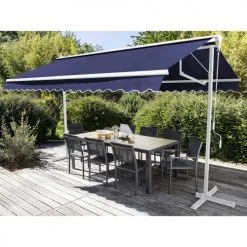 Oviala Pergolas Et Tonnelles Store Double Pente Avec Coffre 3 X 4 M En Aluminium Bleu Marine -France Parasols Soldes 2022 store double pente avec coffre 3 x 4 m en aluminium bleu marine 4