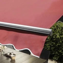 Oviala Pergolas Et Tonnelles Store Double Pente Avec Coffre 3 X 4 M En Aluminium Grenat -France Parasols Soldes 2022 store double pente avec coffre 3 x 4 m en aluminium grenat 3