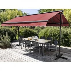Oviala Pergolas Et Tonnelles Store Double Pente Avec Coffre 3 X 4 M En Aluminium Grenat -France Parasols Soldes 2022 store double pente avec coffre 3 x 4 m en aluminium grenat 4