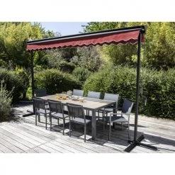 Oviala Pergolas Et Tonnelles Store Double Pente Avec Coffre 3 X 4 M En Aluminium Grenat -France Parasols Soldes 2022 store double pente avec coffre 3 x 4 m en aluminium grenat 5