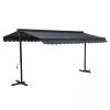 Oviala Pergolas Et Tonnelles Store Double Pente Avec Coffre 3 X 4 M En Aluminium Gris Anthracite
