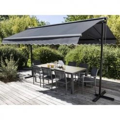 Oviala Pergolas Et Tonnelles Store Double Pente Avec Coffre 3 X 4 M En Aluminium Gris Anthracite -France Parasols Soldes 2022 store double pente avec coffre 3 x 4 m en aluminium gris anthracite 4