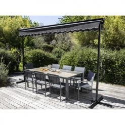 Oviala Pergolas Et Tonnelles Store Double Pente Avec Coffre 3 X 4 M En Aluminium Gris Anthracite -France Parasols Soldes 2022 store double pente avec coffre 3 x 4 m en aluminium gris anthracite 5