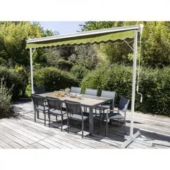 Oviala Pergolas Et Tonnelles Store Double Pente Avec Coffre 3 X 4 M En Aluminium Vert -France Parasols Soldes 2022 store double pente avec coffre 3 x 4 m en aluminium vert 2