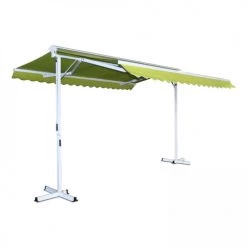 Oviala Pergolas Et Tonnelles Store Double Pente Avec Coffre 3 X 4 M En Aluminium Vert