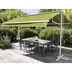 Oviala Pergolas Et Tonnelles Store Double Pente Avec Coffre 3 X 4 M En Aluminium Vert -France Parasols Soldes 2022 store double pente avec coffre 3 x 4 m en aluminium vert 4