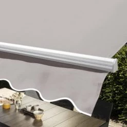 Oviala Pergolas Et Tonnelles Store Double Pente Avec Coffre En Aluminium écru -France Parasols Soldes 2022 store double pente avec coffre en aluminium ecru 3