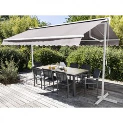 Oviala Pergolas Et Tonnelles Store Double Pente Avec Coffre En Aluminium écru -France Parasols Soldes 2022 store double pente avec coffre en aluminium ecru 4