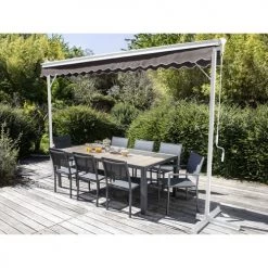 Oviala Pergolas Et Tonnelles Store Double Pente En Aluminium Taupe -France Parasols Soldes 2022 store double pente en aluminium taupe 2