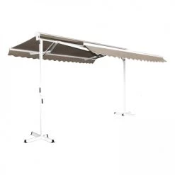 Oviala Pergolas Et Tonnelles Store Double Pente En Aluminium Taupe