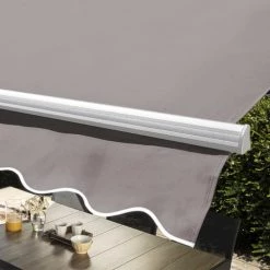 Oviala Pergolas Et Tonnelles Store Double Pente En Aluminium Taupe -France Parasols Soldes 2022 store double pente en aluminium taupe 3