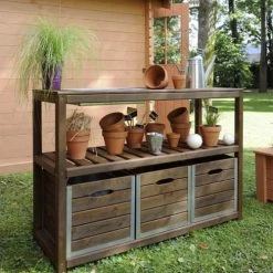 Jardipolys Rangements Extérieur Table De Préparation Avec 3 Bacs De Rangement En Pin Teinté Marron 8 Jardipolys Rangements Extérieur Table De Préparation Avec 3 Bacs De Rangement En Pin Teinté Marron -France Parasols Soldes 2022 table de preparation avec 3 bacs de rangement en pin teinte marron 3