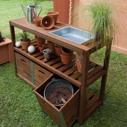 Jardipolys Rangements Extérieur Table De Préparation Avec 3 Bacs De Rangement En Pin Teinté Marron 9 Jardipolys Rangements Extérieur Table De Préparation Avec 3 Bacs De Rangement En Pin Teinté Marron -France Parasols Soldes 2022 table de preparation avec 3 bacs de rangement en pin teinte marron 4