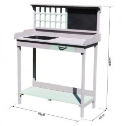 Outsunny Rangements Extérieur Table De Rempotage Multi-équipée Gris Vert Menthe -France Parasols Soldes 2022 table de rempotage multi equipee gris vert menthe 2