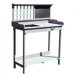 Outsunny Rangements Extérieur Table De Rempotage Multi-équipée Gris Vert Menthe