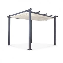Avril Paris Pergolas Et Tonnelles Tonnelle 3x3m Avec Toile Rétractable écru En Aluminium Gris -France Parasols Soldes 2022 tonnelle 3x3m avec toile retractable ecru en aluminium gris 2