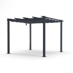 Avril Paris Pergolas Et Tonnelles Tonnelle 3x3m Avec Toile Rétractable En Aluminium Gris