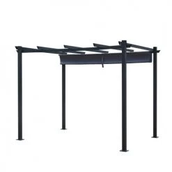 Avril Paris Pergolas Et Tonnelles Tonnelle 3x3m Avec Toile Rétractable En Aluminium Gris -France Parasols Soldes 2022 tonnelle 3x3m avec toile retractable en aluminium gris 3