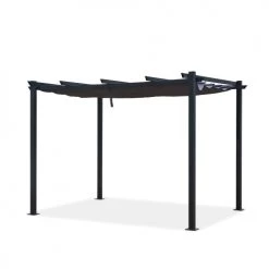 Avril Paris Pergolas Et Tonnelles Tonnelle 3x3m Avec Toile Rétractable En Aluminium Gris -France Parasols Soldes 2022 tonnelle 3x3m avec toile retractable en aluminium gris 4
