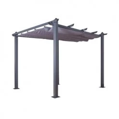 Avril Paris Pergolas Et Tonnelles Tonnelle 3x3m Avec Toile Rétractable En Aluminium Gris