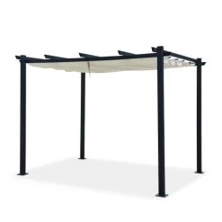 Avril Paris Pergolas Et Tonnelles Tonnelle 3x3m Avec Toile Rétractable En Aluminium Gris écru -France Parasols Soldes 2022 tonnelle 3x3m avec toile retractable en aluminium gris ecru 3