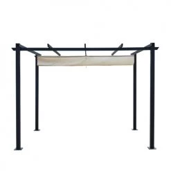 Avril Paris Pergolas Et Tonnelles Tonnelle 3x3m Avec Toile Rétractable En Aluminium Gris écru -France Parasols Soldes 2022 tonnelle 3x3m avec toile retractable en aluminium gris ecru 4