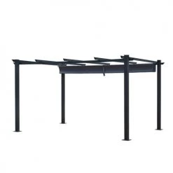 Avril Paris Pergolas Et Tonnelles Tonnelle 3x4m Avec Toile Rétractable En Aluminium Gris -France Parasols Soldes 2022 tonnelle 3x4m avec toile retractable en aluminium gris 4