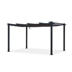 Avril Paris Pergolas Et Tonnelles Tonnelle 3x4m Avec Toile Rétractable En Aluminium Gris Taupe -France Parasols Soldes 2022 tonnelle 3x4m avec toile retractable en aluminium gris 6