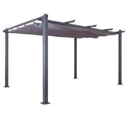 Avril Paris Pergolas Et Tonnelles Tonnelle 3x4m Avec Toile Rétractable En Aluminium Gris