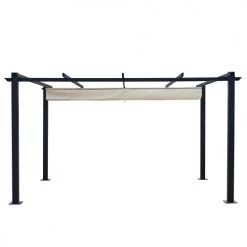 Avril Paris Pergolas Et Tonnelles Tonnelle 3x4m Avec Toile Rétractable En Aluminium Gris écru -France Parasols Soldes 2022 tonnelle 3x4m avec toile retractable en aluminium gris ecru 3