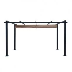 Avril Paris Pergolas Et Tonnelles Tonnelle 3x4m Avec Toile Rétractable En Aluminium Gris Taupe -France Parasols Soldes 2022 tonnelle 3x4m avec toile retractable en aluminium gris taupe 5