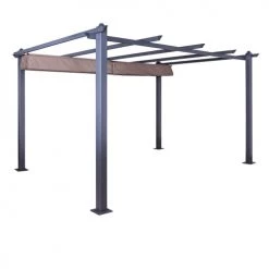 Avril Paris Pergolas Et Tonnelles Tonnelle 3x4m Avec Toile Rétractable Taupe En Aluminium Gris -France Parasols Soldes 2022 tonnelle 3x4m avec toile retractable taupe en aluminium gris 3