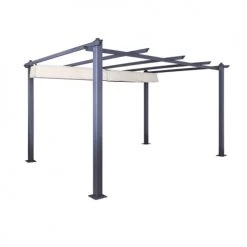 Avril Paris Pergolas Et Tonnelles Tonnelle 3x4m Avec Toile Rétractable Taupe En Aluminium Gris -France Parasols Soldes 2022 tonnelle 3x4m avec toile retractable taupe en aluminium gris 9