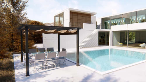 Concept Usine Pergolas Et Tonnelles Tonnelle Autoportante 3 X 3 M En Aluminium Et Toile Taupe 2 Concept Usine Pergolas Et Tonnelles Tonnelle Autoportante 3 X 3 M En Aluminium Et Toile Taupe – Image 2