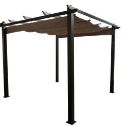 Concept Usine Pergolas Et Tonnelles Tonnelle Autoportante 3 X 3 M En Aluminium Et Toile Taupe