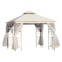Outsunny Pergolas Et Tonnelles Tonnelle Avec Moustiquaires 3L X 3l X 2,65H M Beige