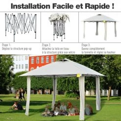 Outsunny Pergolas Et Tonnelles Tonnelle Barnum Automatique Pop Up Crème -France Parasols Soldes 2022 tonnelle barnum automatique pop up creme 3