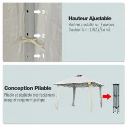 Outsunny Pergolas Et Tonnelles Tonnelle Barnum Automatique Pop Up Crème -France Parasols Soldes 2022 tonnelle barnum automatique pop up creme 4